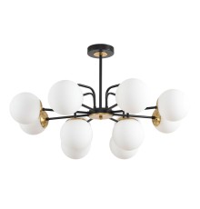 8375/12C MODERNI LN черный/латунь/белый, металл/стекло Люстра потолочная E27 12*60W 220V ELRONA