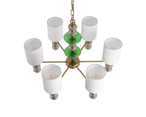 8337/6 MODERNI бронза/белый/зеленый, металл/стекло/текстиль Люстра E14 6*40W 220V ILMIRA
