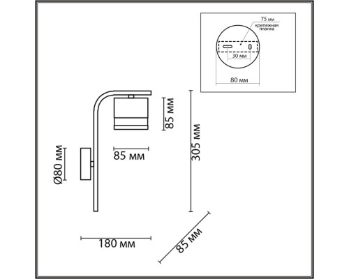 8240/1W COMFI LN25 черный, металл/акрил бра LED GX53 1*7W 220V LANIKA