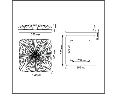 7730/48L PIKO LED SN Светильник металл/пластик/белый/прозрачный LED 48Вт 3000-6000K 400х400 IP20 пульт ДУ FORTUNA