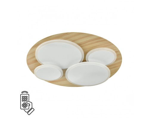 7734/60L MITRA LED SN Светильник металл/акрил/стекло/белый/под дерево LED 60Вт 3000-6000К D450 IP20 пульт ДУ PINE