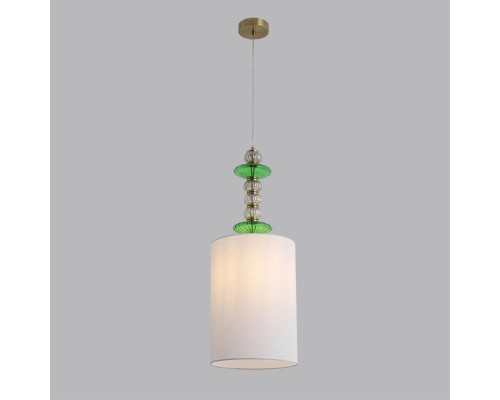 8337/1A MODERNI бронза/белый/зеленый, металл/стекло/текстиль Подвес E27 60W 220V ILMIRA