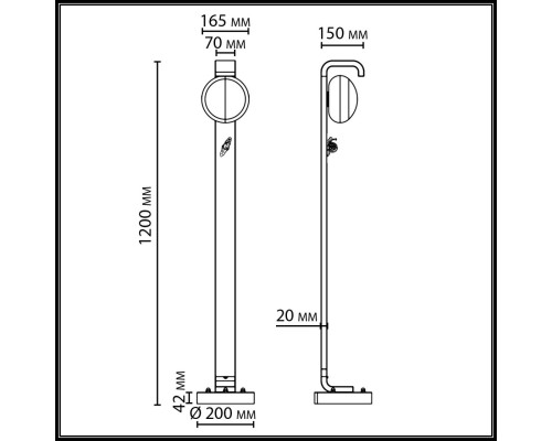 5434/1FA NATURE ODL_EX26 черный/золотистый/металл/акрил/декор металл Уличный наземный светильник 120см IP54 G9 2*15W max LUMA