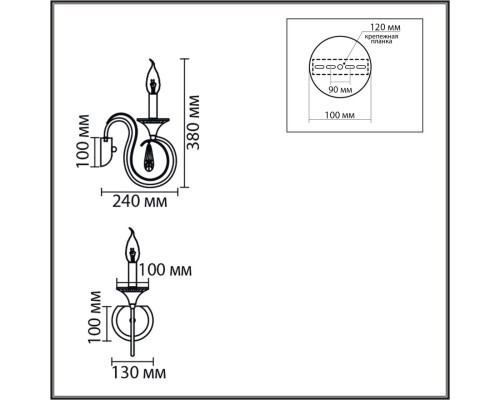 8032/1W CLASSI LN26 металл/хрусталь, хром/прозрачный Бра E14 1*40W 220V LAOKA