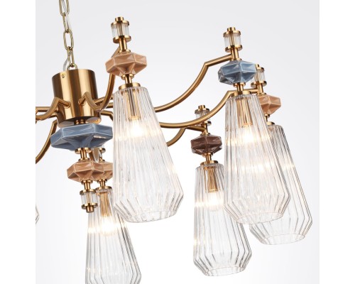 5414/9 MODERN ODL_EX26 античная бронза/терракот/синий/бежевый/коричневый/металл/керамика Люстра E14 9*40W TERRA