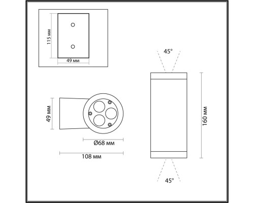 7071/16WL NATURE ODL25 723 Настенный светильник металл/стекло IP65 LED 16W 3000K 45° AC85~265V LONG