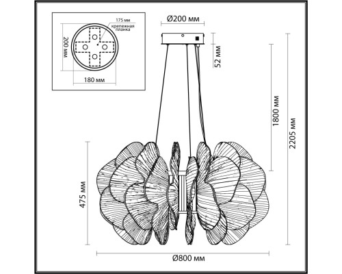 5089/115L L-VISION ODL25 559 под латунь/прозрачный/акрил Люстра LED 115W 3500K 7789Лм SIAMA