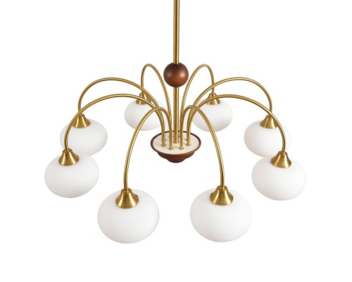 8323/8C MODERNI LN латунь/белый, металл/стекло/дерево Люстра потолочная E27 8*60W 220V LARINA