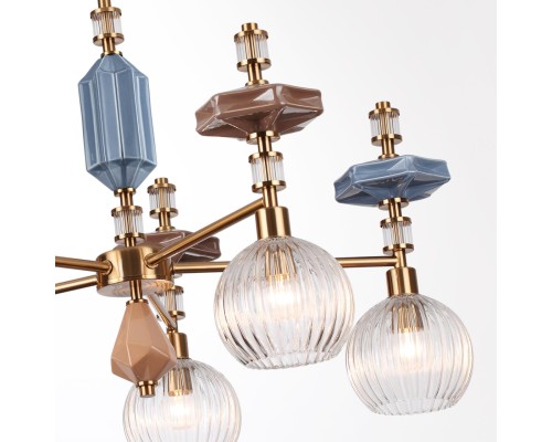 5414/5 MODERN ODL_EX26 античная бронза/терракот/синий/бежевый/коричневый/металл/керамика Люстра E14 5*40W TERRA