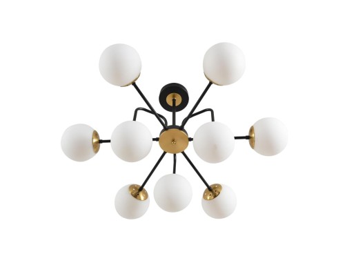 8375/9C MODERNI LN черный/латунь/белый, металл/стекло Люстра потолочная E27 9*60W 220V ELRONA