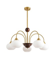 8323/5C MODERNI LN латунь/белый, металл/стекло/дерево Люстра потолочная E27 5*60W 220V LARINA