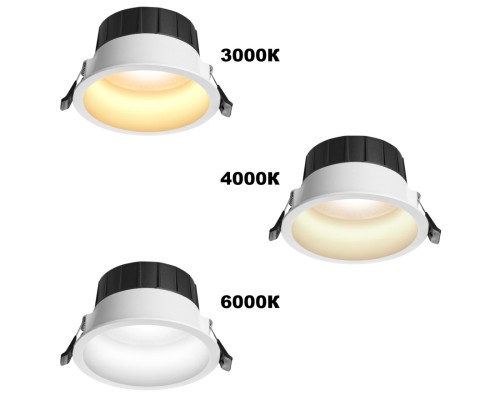 359553 WIR NT25 000 белый Светильник встраиваемый с переключателем цв. температуры IP44 LED 10W 220-240V 3000К\4000К\6000К CLARA