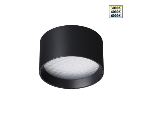 359595 OVER NT25 000 черный Светильник накладной светодиодный с переключ. цв. температуры IP20 LED 12W 220-240V 3000К\4000К\6000К ORBIS
