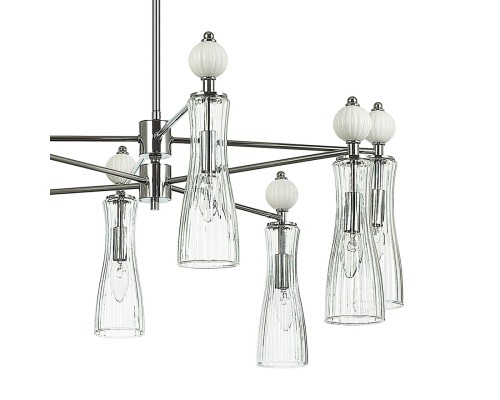 8268/8 NEOCLASSI хром/белый/прозрачный, металл/керамика/стекло Люстра Е14 8*40W 220V EMILY