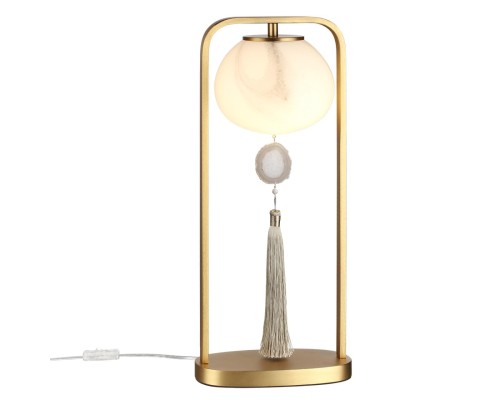 5432/1T MODERN ODL_EX26 золотой(под латунь)/стекло/кисточка/агат Настольная лампа E14 1*40W FIOLENT