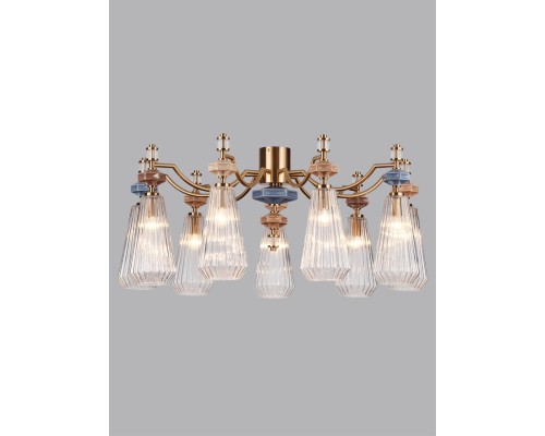 5414/9 MODERN ODL_EX26 античная бронза/терракот/синий/бежевый/коричневый/металл/керамика Люстра E14 9*40W TERRA