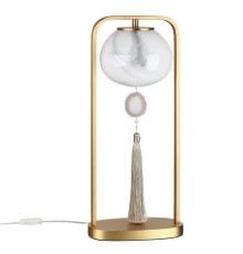 5432/1T MODERN ODL_EX26 золотой(под латунь)/стекло/кисточка/агат Настольная лампа E14 1*40W FIOLENT
