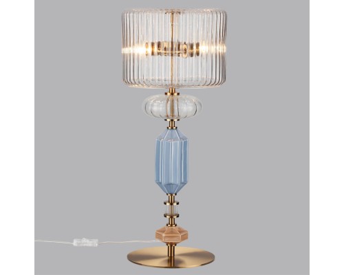 5414/2TA MODERN ODL_EX26 античная бронза/терракот/синий/металл/керамика Настольная лампа E14 2*40W TERRA