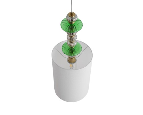 8337/1A MODERNI бронза/белый/зеленый, металл/стекло/текстиль Подвес E27 60W 220V ILMIRA