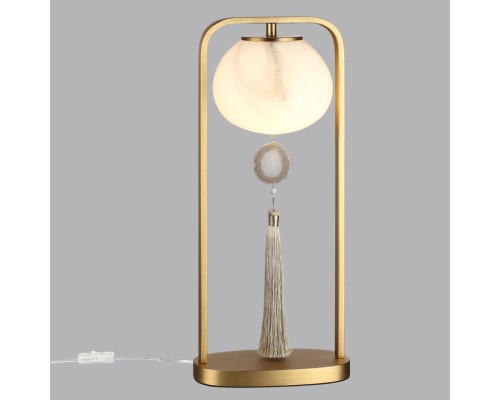 5432/1T MODERN ODL_EX26 золотой(под латунь)/стекло/кисточка/агат Настольная лампа E14 1*40W FIOLENT