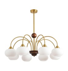 8323/8C MODERNI LN латунь/белый, металл/стекло/дерево Люстра потолочная E27 8*60W 220V LARINA