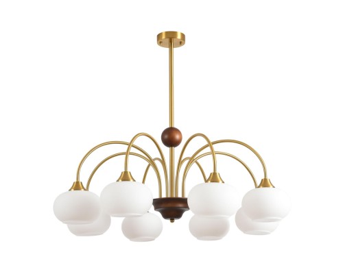 8323/8C MODERNI LN латунь/белый, металл/стекло/дерево Люстра потолочная E27 8*60W 220V LARINA