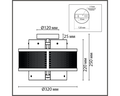 8007/3C MODERNI LN24 черный/черный, золотой металл/металл, стекло Потолочный светильник Е14 3*40W 220V Zarina