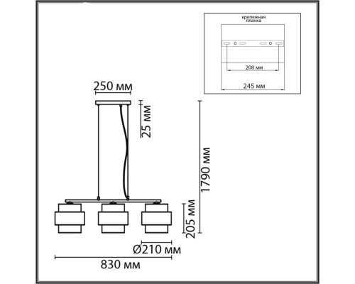 8003/3A MODERNI LN24 черный/черный, золотой металл/металл, текстиль Подвес Е27 3*60W 220V ANIMAISA