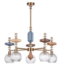 5414/5 MODERN ODL_EX26 античная бронза/терракот/синий/бежевый/коричневый/металл/керамика Люстра E14 5*40W TERRA