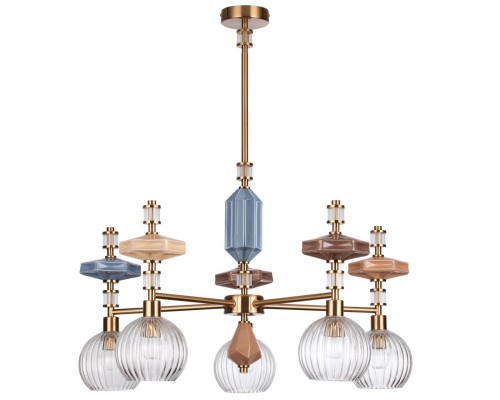 5414/5 MODERN ODL_EX26 античная бронза/терракот/синий/бежевый/коричневый/металл/керамика Люстра E14 5*40W TERRA