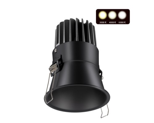 358911 SPOT NT22 черный Встраиваемый светодиодный светильник с переключателем цветовой температуры IP20 LED 3000К\4000К\6000К 18W 220V LANG