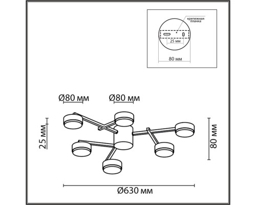 8115/6C COMFI LN25 никель, металл Люстра потолочная LED GX53 6*7W 220V DABRA