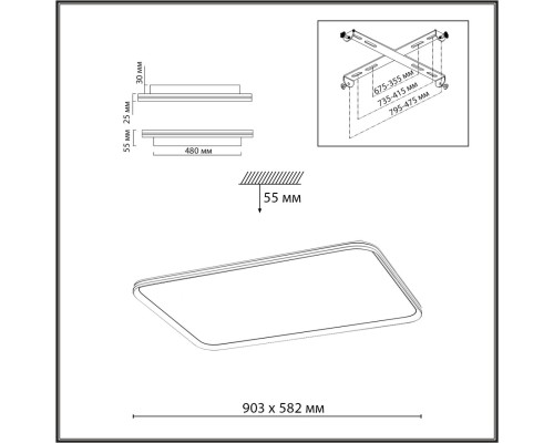 7751/130L MITRA LED SN Светильник металл/PMMA/белый LED 130Вт 4500К 903х582 IP20 BETA