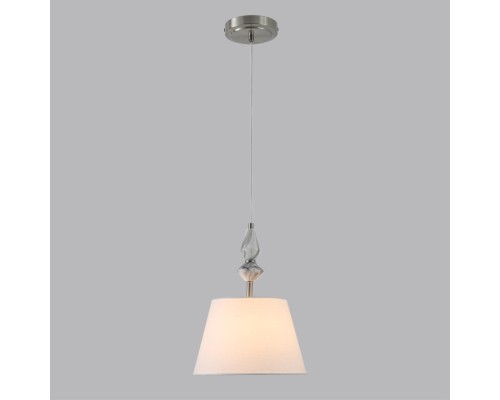 8274/1A CLASSI никель/белый/серый, металл/керамика/ткань Подвес Е14 1*40W 220V VERMONT
