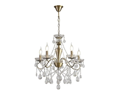 8346/5 CLASSI бронза/прозрачный, металл/хрусталь Люстра потолочная E14 5*40W 220V LUINA