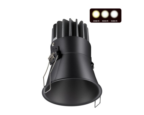 358909 SPOT NT22 черный Встраиваемый светодиодный светильник с переключателем цветовой температуры IP20 LED 3000К\4000К\6000К 12W 220V LANG