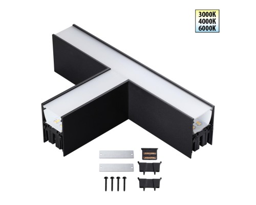 359611 OVER NT25 000 черный Светильник соединитель «Т» с переключ. цв. температуры IP20 LED 12W 220-240V 3000К\4000К\6000К FATTO