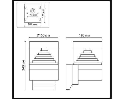 7140/20WL NATURE ODL25 Настенный светильник черный/металл IP54 LED 20W 652Лм 245° 3000K 85-265V HULK