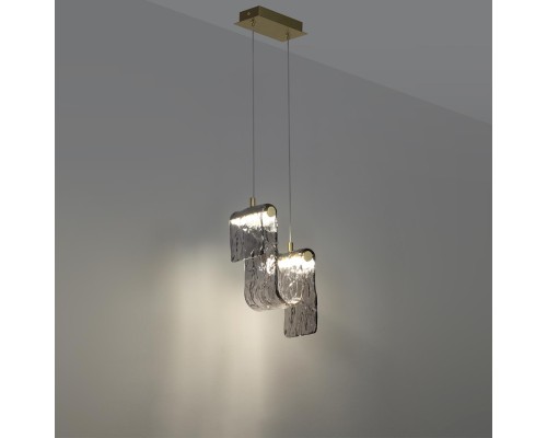 5106/11L L-VISION  ODL26 золотой брашинг/дымчатый металл/стекло Подвес LED x 11W 4000K FLOW