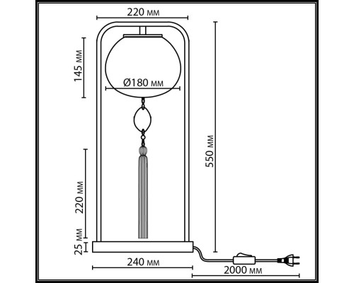 5432/1T MODERN ODL_EX26 золотой(под латунь)/стекло/кисточка/агат Настольная лампа E14 1*40W FIOLENT
