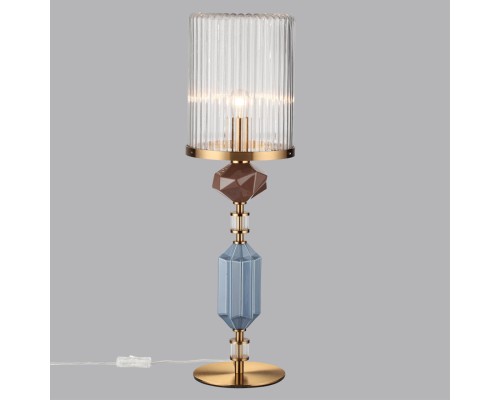 5414/1T MODERN ODL_EX26 античная бронза/коричневый/синий/металл/керамика Настольная лампа E14 1*40W TERRA