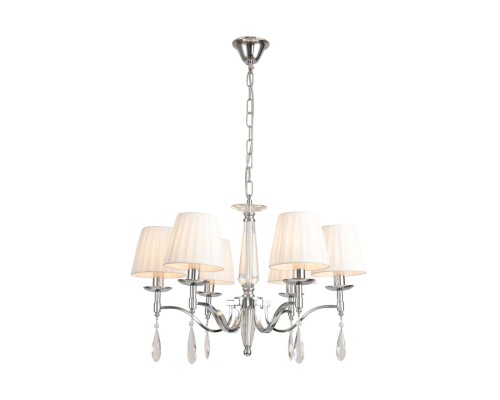 8316/6 CLASSI LN26 хром/белый, металл/хрусталь/текстиль Люстра E14 6*40W 220V MAGDA