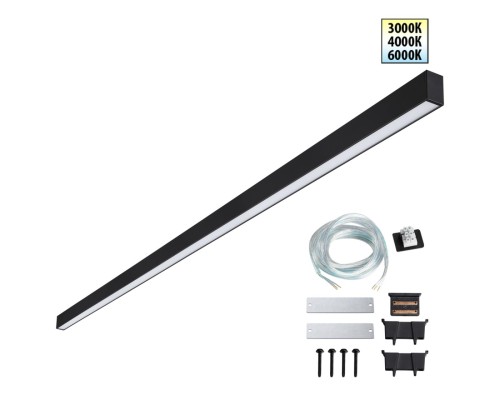 359607 OVER NT25 000 черный Светильник линейный светодиод. с переключ. цв. температуры IP20 LED 60W 220-240V 3000К\4000К\6000К FATTO
