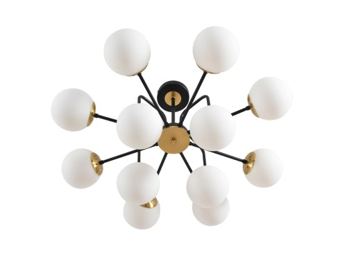 8375/12C MODERNI LN черный/латунь/белый, металл/стекло Люстра потолочная E27 12*60W 220V ELRONA