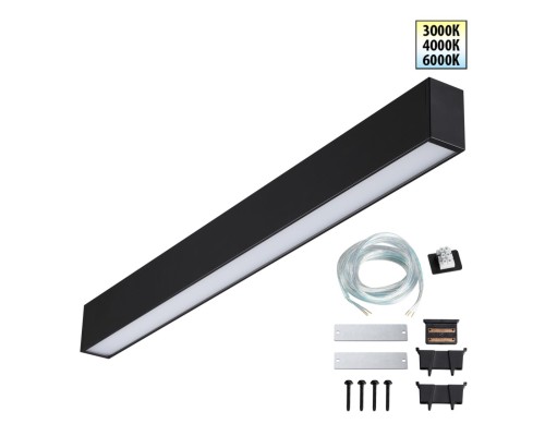 359603 OVER NT25 000 черный Светильник линейный светодиод. с переключ. цв. температуры IP20 LED 20W 220-240V 3000К\4000К\6000К FATTO