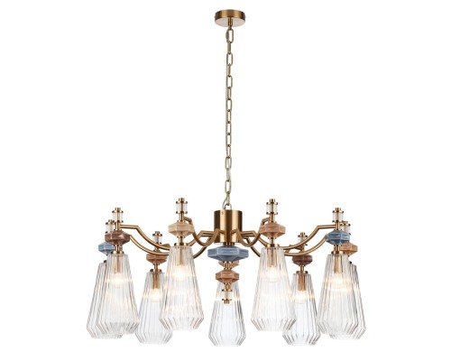 5414/9 MODERN ODL_EX26 античная бронза/терракот/синий/бежевый/коричневый/металл/керамика Люстра E14 9*40W TERRA