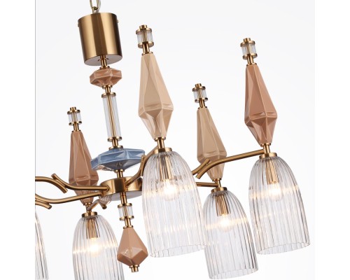 5414/6 MODERN ODL_EX26 античная бронза/терракот/синий/бежевый/металл/керамика Люстра E14 6*40W TERRA