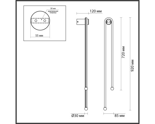 6633/18WL HIGHTECH ODL24 159 металл/черный/акрил Настенный светильник IP20 LED 18W 3000K 220V MEMFI