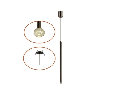 4375/3LA HIGHTECH ODL26 Подвесной светильник  никель/хрусталь. стекло/металл IP20 LED 3W 400Лм 3000K 220-240V FIANO