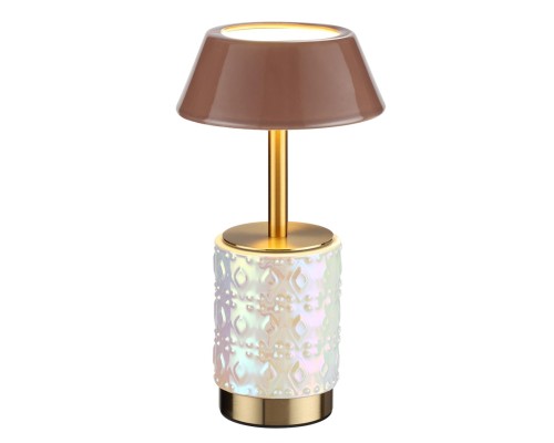 5454/6TL L-VISION ODL_EX26 светлая бронза/кофейный/жемчужный/металл/керамика Настольная лампа беспроводная LED*6W 3000K LULU